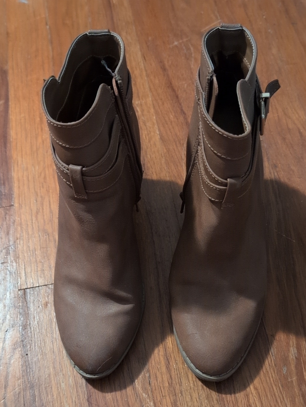 Express Brown Ankle Booties with Side Zip